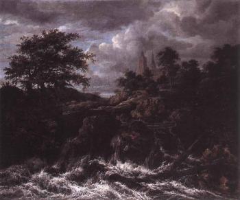 Jacob Van Ruisdael : Waterfall By A Church